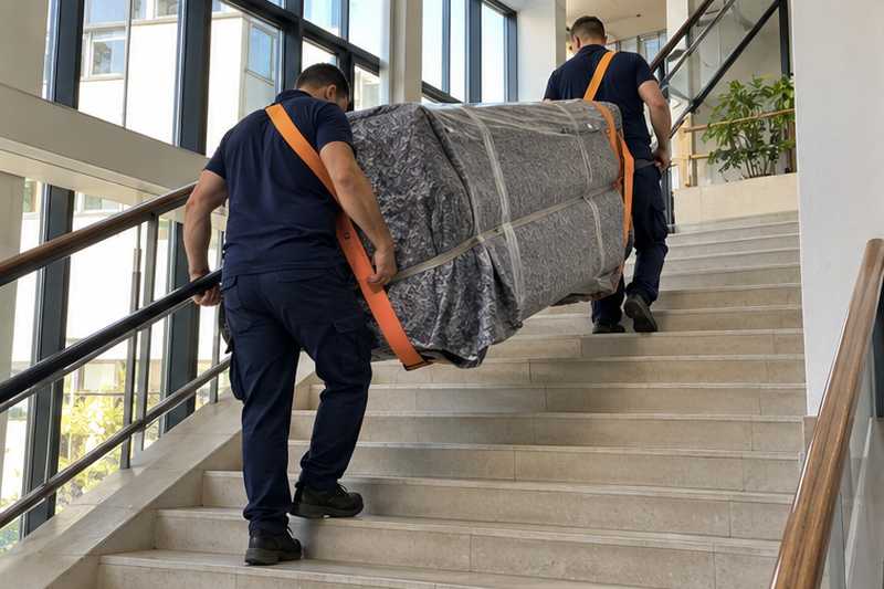 Canapé d'accueil sanglé descendu dans un escalier de bureaux