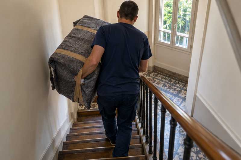 Bureau compact sous couverture monté dans un escalier