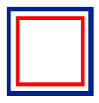 Cadre bleu bord&eacute; de rouge, embl&egrave;me de l&rsquo;agence de d&eacute;m&eacute;nagement de Sartrouville
