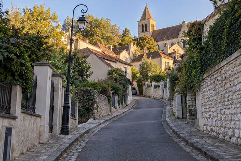 Ruelle montante bordée de maisons anciennes sur un coteau